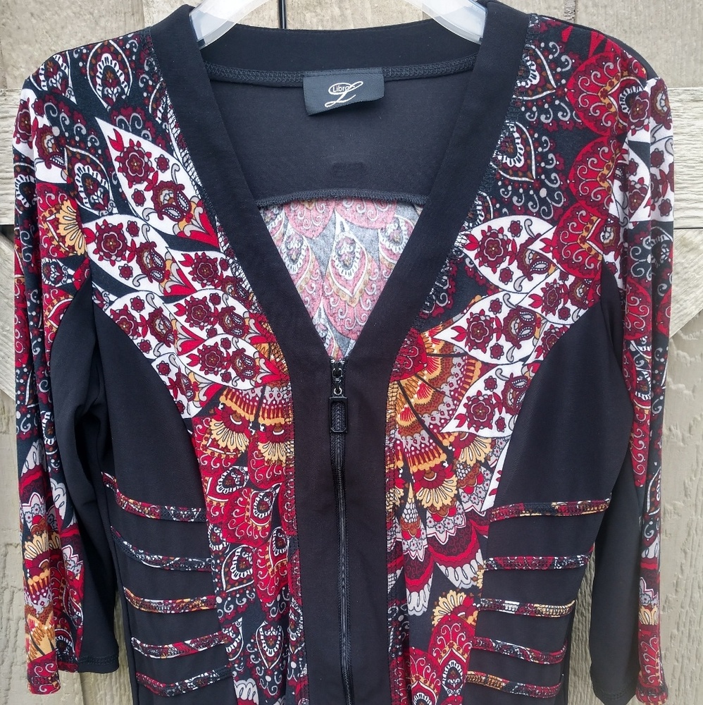 Libra black, red, gold top